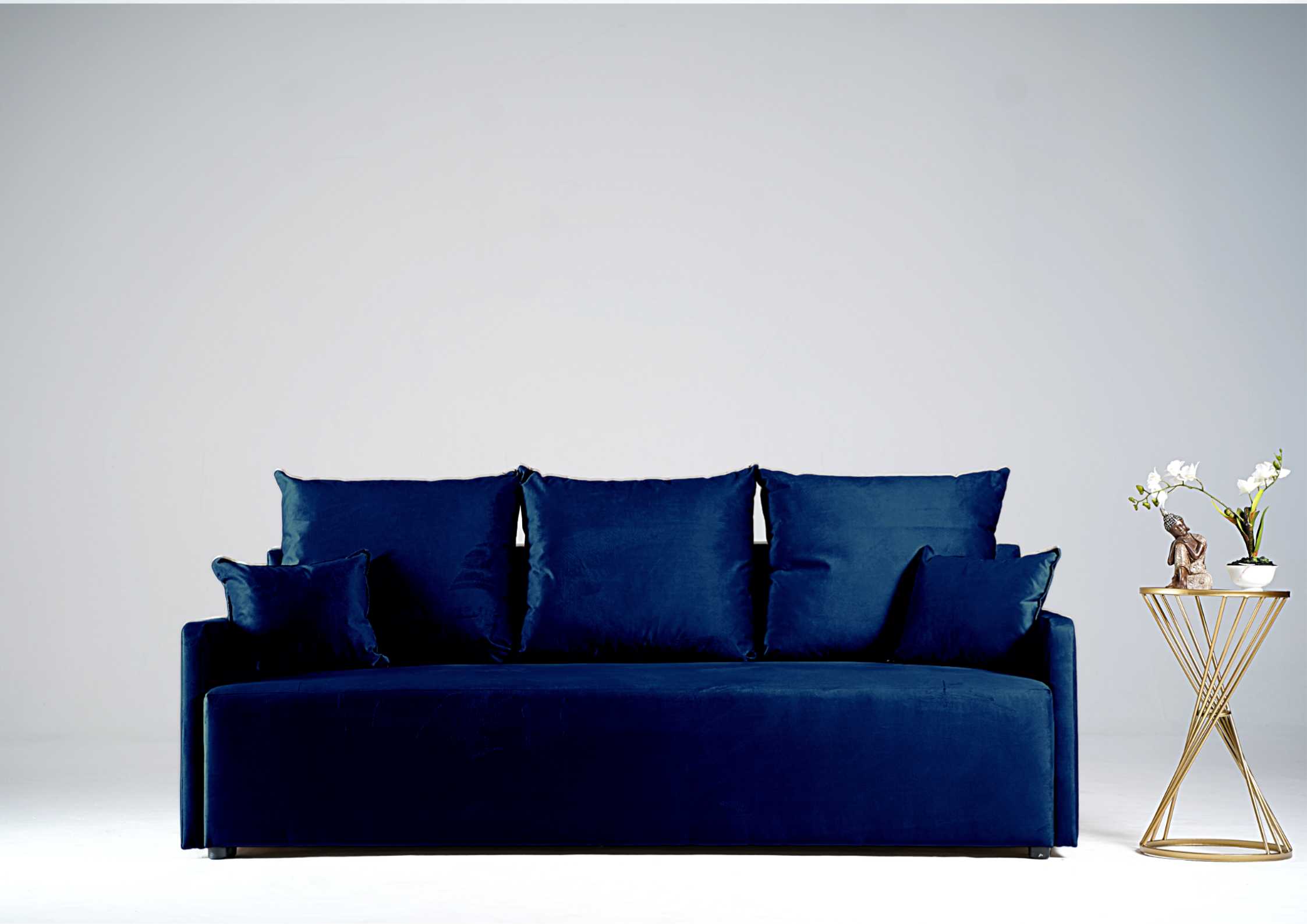 Granatowa mała kanapa rozkładana